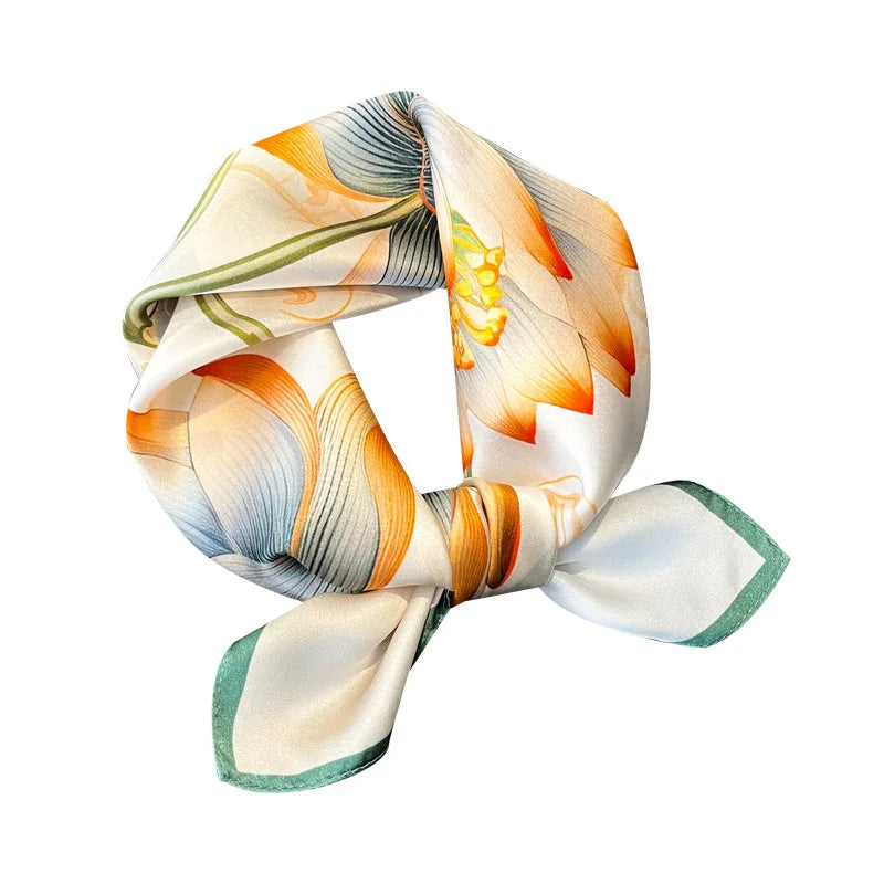 New 2024 Pashmina Scarf – 100% Mulberry Silk Small Shawl, Summer Beach Poncho, Women’s Hijab, Bandana & Kerchief 53x53cm