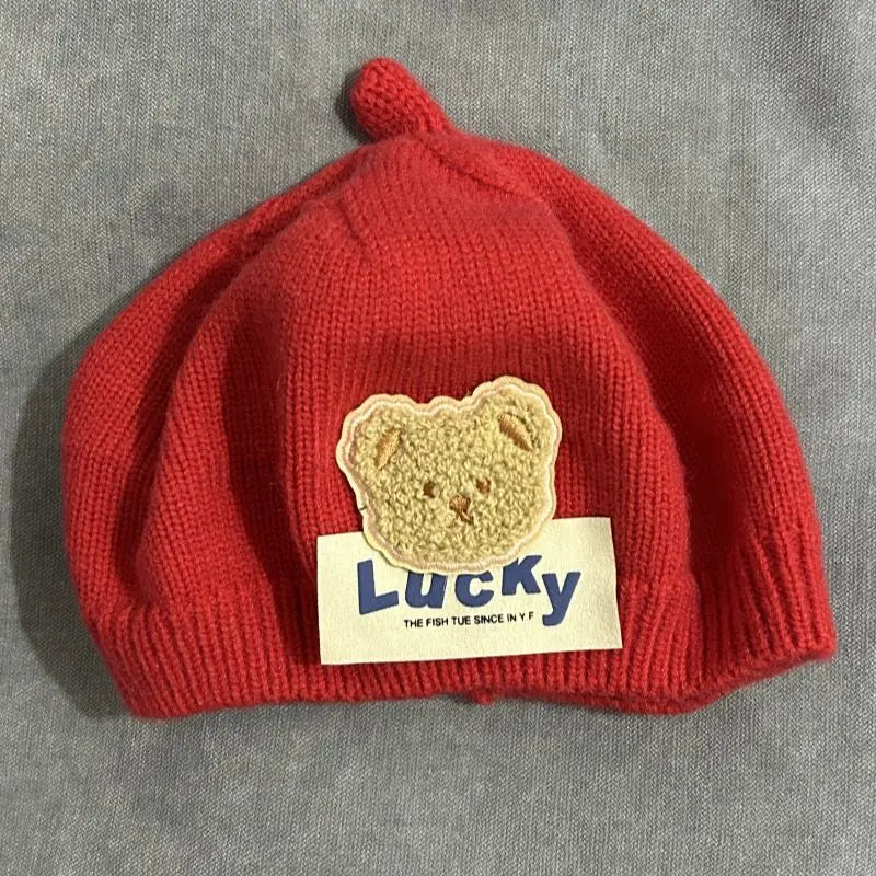 Flower Baby Beret Hat – Winter Warm Knitted Beanie for Infant & Toddler Girls, Korean Princess Artist Painter Cap Solid Color