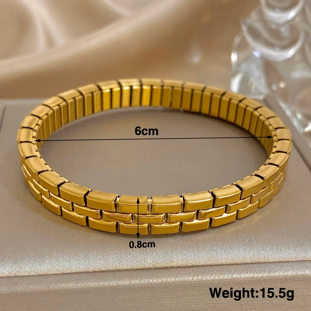 Greatera Five-Layer 10mm Beaded Bracelet – Two-Tone Stainless Steel Watch Chain Bangle Jewelry for Men & Women