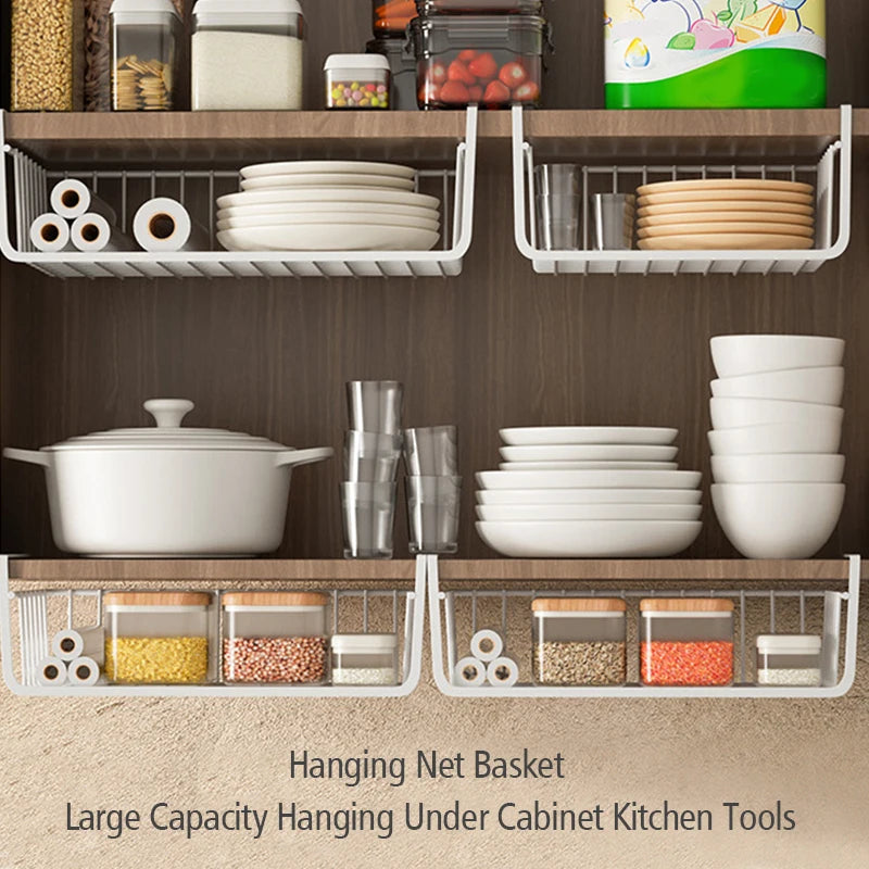 Metal Hanging Kitchen Storage Rack | Multifunctional Layered Book Organizer for Dormitories and Offices