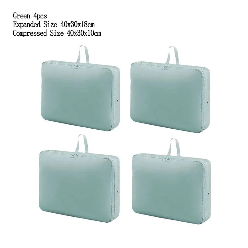 4PCS Compression Packing Bags Set – Foldable Large Capacity Organizer for Clothes, Down Jackets & Cotton Quilts