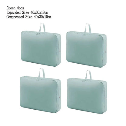 4PCS Compression Packing Bags Set – Foldable Large Capacity Organizer for Clothes, Down Jackets & Cotton Quilts