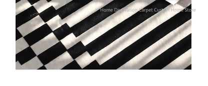 Black Stripe Plush Rug — Non-Slip Luxury Carpet for Living Room, Bedroom, Study, and Nordic Home Decor
