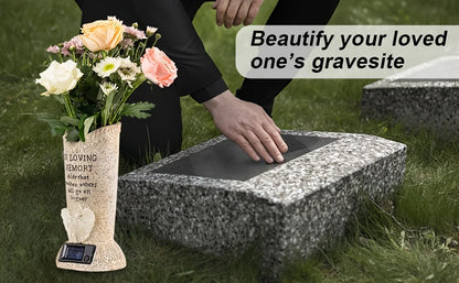 Solar LED Grave Vase – Memorial Tombstone Decoration for Fresh or Artificial Flowers