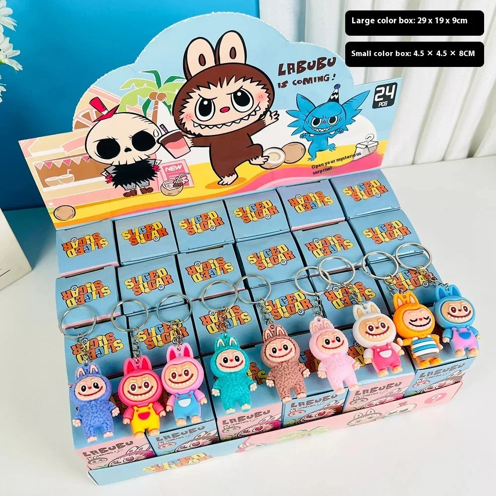 Rabu Blind Box Keychain 12/24pcs — Kawaii Cartoon Character Pendant, Mystery Box Toy for Bag, Room Decor & Gift