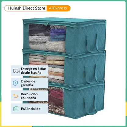 Large Capacity Foldable Clothing Storage Box — Non-Woven Fabric Organizer with Zipper for Quilts and Clothes