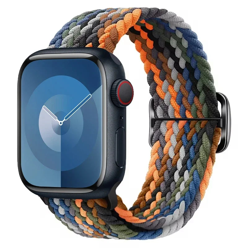 Braided Solo Loop Apple Watch Ultra Band – Elastic Nylon Adjustable Bracelet Strap for iWatch SE, Series 3–9 (38mm–49mm)