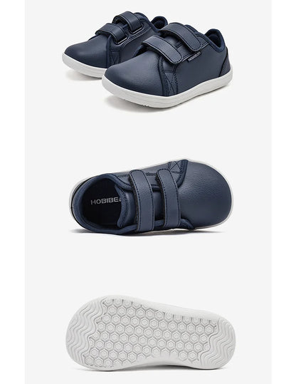 HOBIBEAR Kids Barefoot Shoes – Wide Toe Minimalist Sneakers for Boys & Girls, Lightweight, Hook Loop, Artificial Leather
