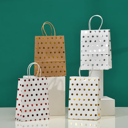 5 Pcs Dot Star Kraft Paper Bags with Handles – Birthday, Wedding & Party Gift Packaging Bags