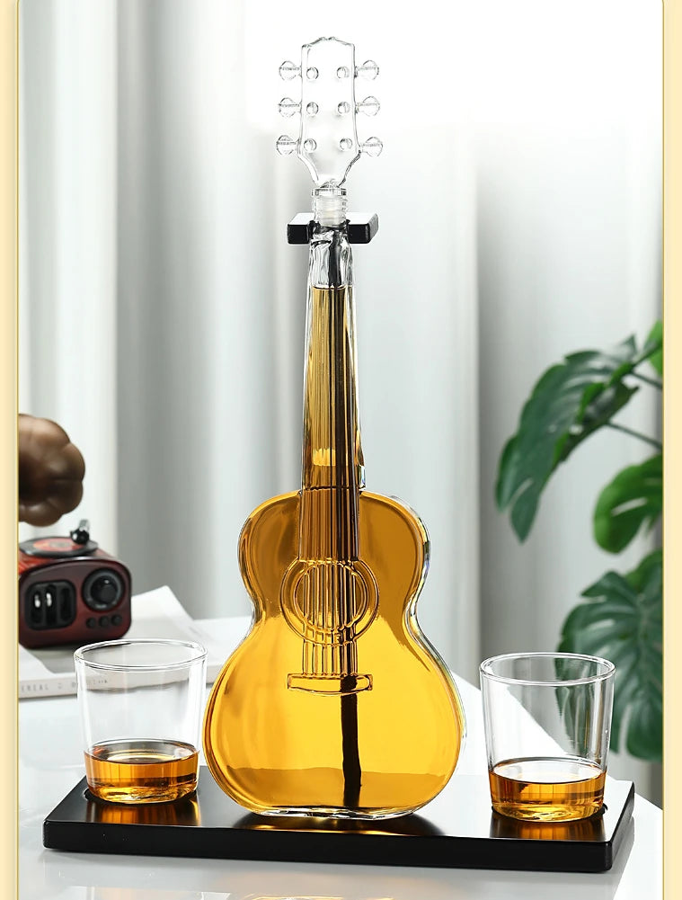 High Borosilicate Glass Wine Decanter – Guitar & Violin Shaped Thickened Transparent Bottle, Decorative Craft Wine Set