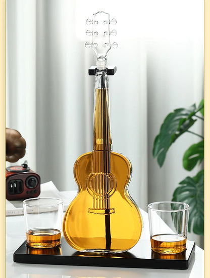 High Borosilicate Glass Wine Decanter – Guitar & Violin Shaped Thickened Transparent Bottle, Decorative Craft Wine Set