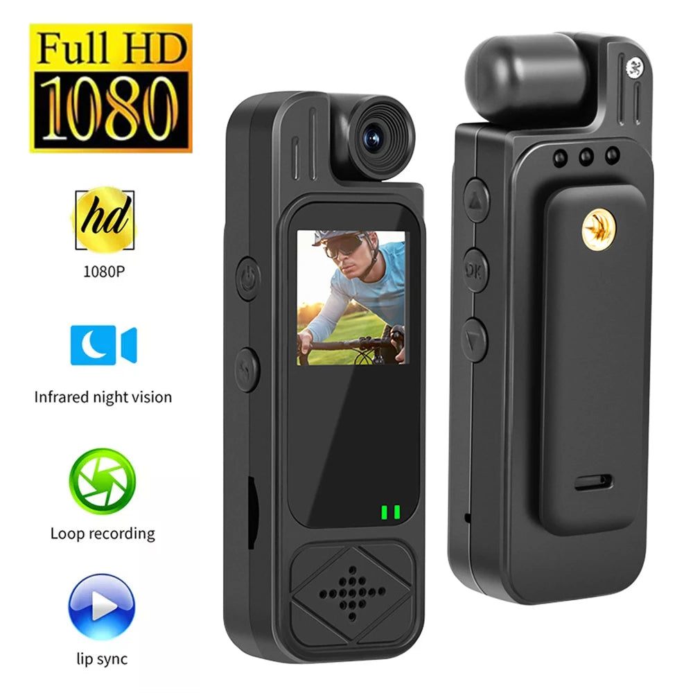 Mini Body Camera - 1080P HD Sports Recorder with Infrared Night Vision and 1.3-Inch Display