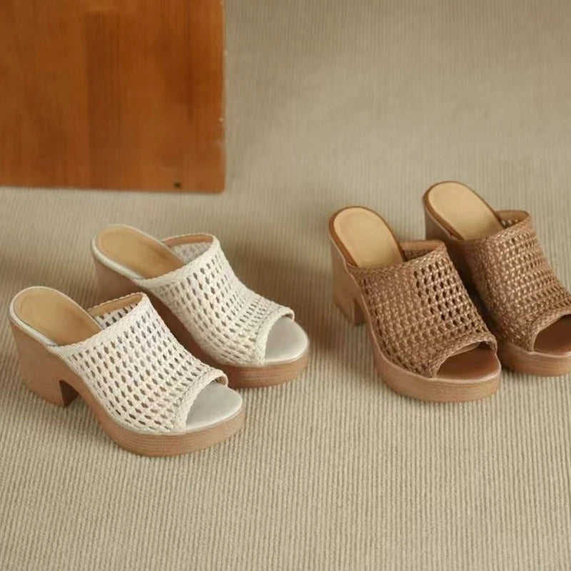 Women’s Platform High Heel Summer Sandals – Thick Sole Casual Slip-On Shoes