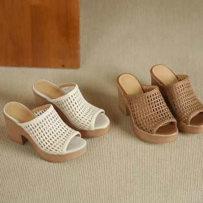 Women’s Platform High Heel Summer Sandals – Thick Sole Casual Slip-On Shoes