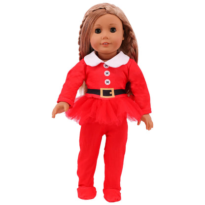 Pop Doll Christmas Outfit — Dress, Top & Pants Set for 18-Inch American and 43CM Reborn Baby Dolls, Our Generation Girl’s Toy Accessories