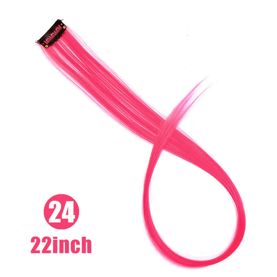 HUAYA 18" Synthetic Clip-In Colorful Curly Hair Extension – Ombre Pink Purple Red Blue Hair Piece