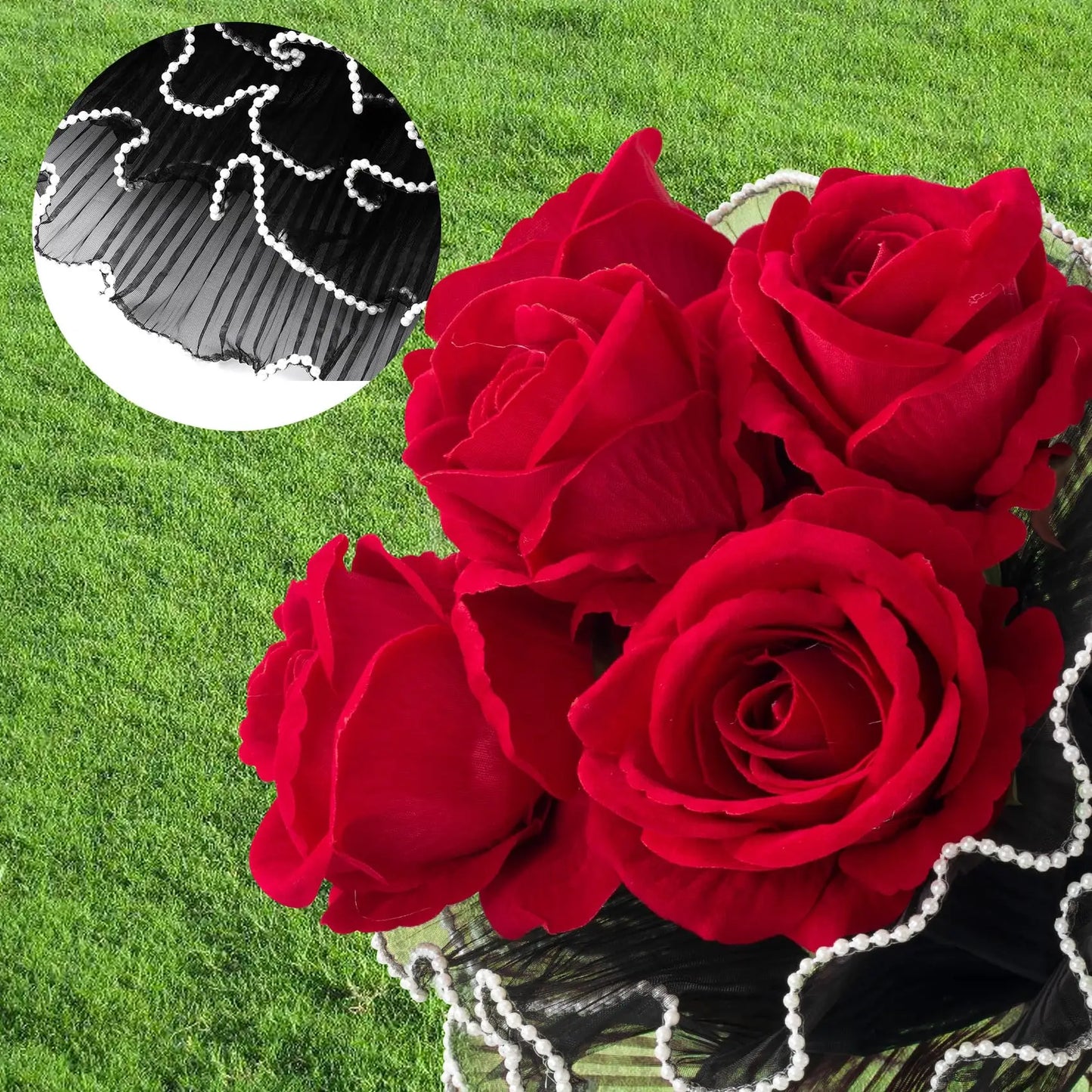 Black Flower Wrapping Paper with Pearl Edges – Florist Style Bouquet Wrap for Wedding & Gift Packaging
