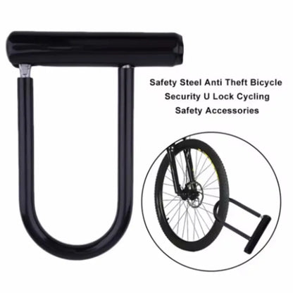 Portable Bicycle U-Lock – Anti-Theft Safety Lock for MTB, Road Bikes, Motorcycles, Scooters, with Key