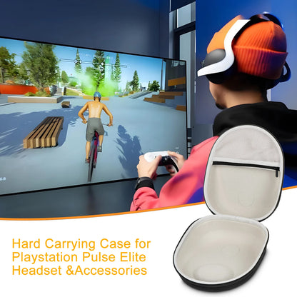 Hard Carrying Case for PS5 – Semi-Waterproof Travel Storage Box for PULSE Elite Wireless Headset & Accessories