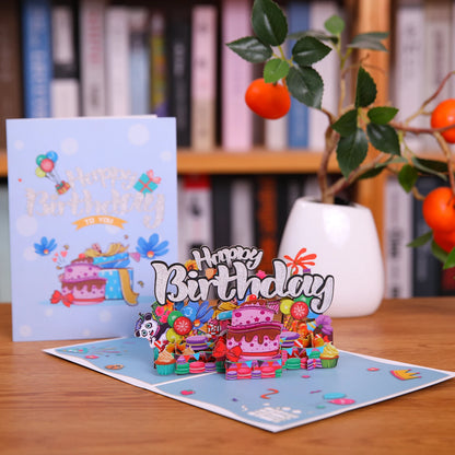 3D Pop Up Happy Birthday Card - Greeting Card Gift for Business, Kids, Wife, Husband, Baby Shower