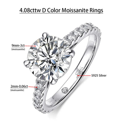 Serenity D Color VVS1 Moissanite Row Ring 1.4cttw — 100% S925 Sterling Silver Lab Diamond Ring for Women, 18K Plated Anniversary Gift