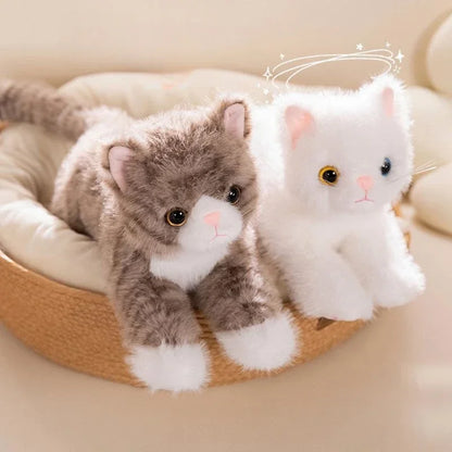 Cute Realistic Cat Plush Toy - Soft Stuffed Kitten in 5 Colors for Kids, Girls, and Valentine's Day Gifts