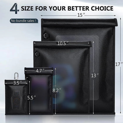 Waterproof Fireproof Car Key Signal Shielding Bag – RFID Blocking Faraday Pouch and Mobile Phone RF Signal Blocker Case