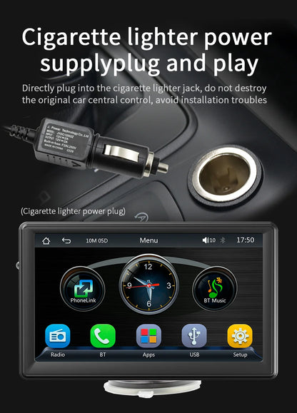 Universal 7-Inch Car Radio Multimedia Player – Wireless CarPlay & Android Auto Touchscreen with Sun Visor B500