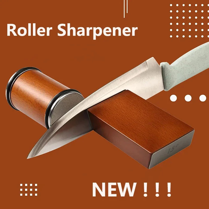 15° & 20° Rolling Diamond Knife Sharpener – Magnetic Holder with Angle Roller, Kitchen Sharpening Stone Kit