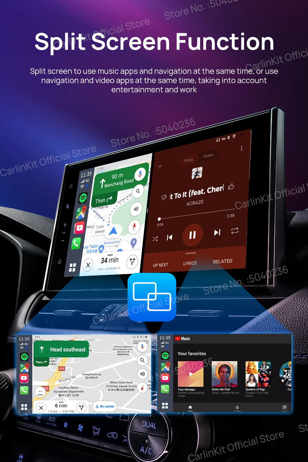 CarlinKit Android 13 AI TV Box – 8-Core Wireless CarPlay & Android Auto with Split Screen, 64G/128G for Netflix, YouTube, Play Store
