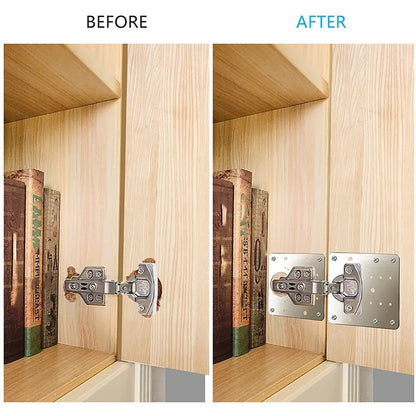 Kitchen Cupboard Door Hinge Repair Plate Kit - Cabinet Hinge Mounting Plate with Holes for Flat Fixing Brackets - Household Tool Set