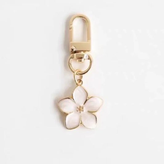 White Pear Blossom Keychain — Cute Couple Matching Keyrings & Boutique Accessories