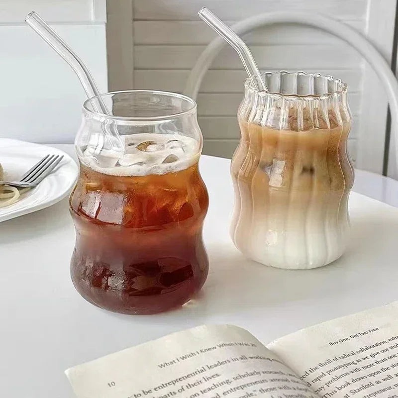 Eco-Friendly Reusable Glass & Metal Straws – 1/20PCS with Cleaning Brush for Smoothies, Milkshakes & Cocktails