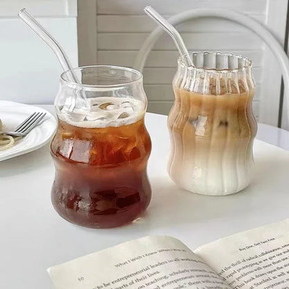 Eco-Friendly Reusable Glass & Metal Straws – 1/20PCS with Cleaning Brush for Smoothies, Milkshakes & Cocktails