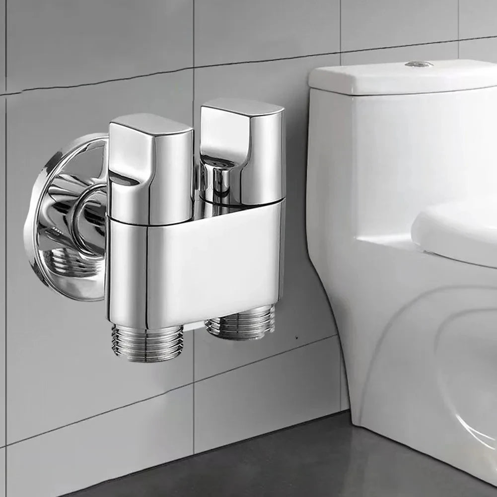 Double Control Washing Machine Faucet - Dual Outlet Triangle Valve Water Tap for Toilet and Washing Machine Connection