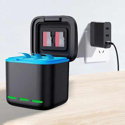 3 Channel Fast Battery Charger with Type C Cable - Charging Station for GoPro Hero 12/11/10/9 Camera Accessories