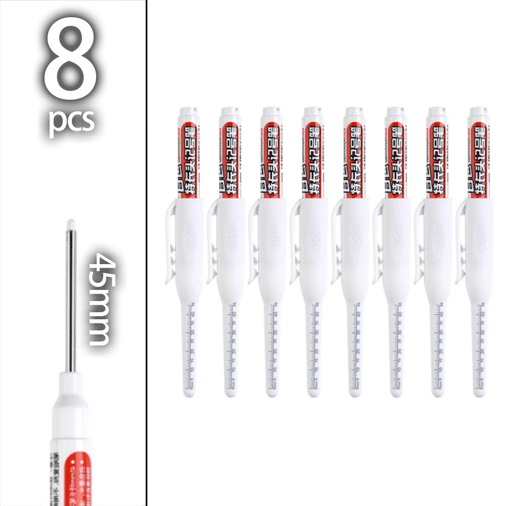 45mm Deep-Hole Carpenter Marker Pen - Long-Nib Woodworking Marking Pen for Measuring & Construction