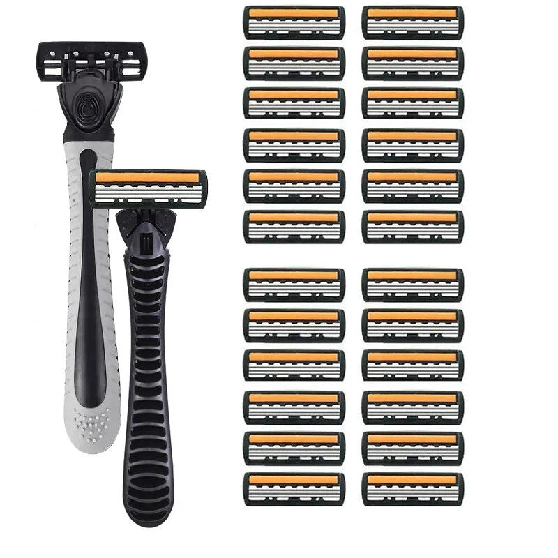 3-Layer Stainless Steel Manual Razor for Men – Washable Travel & Home Shaver for Daily Face Care