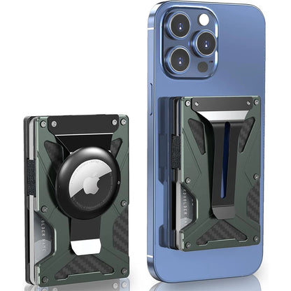 MagSafe Wallet & Money Clip with AirTag Holder + Magnetic Sheet — Fits Magnetic & Non-Magnetic Phones