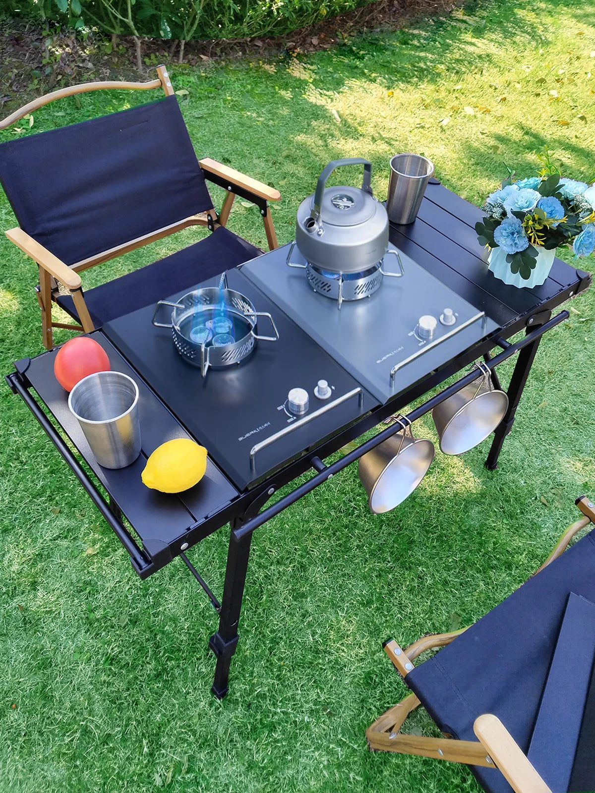 Lohascamping Lightweight Camping Folding Table – Multifunctional IGT Roll Table with Adjustable Legs for BBQ & Desktop Burner