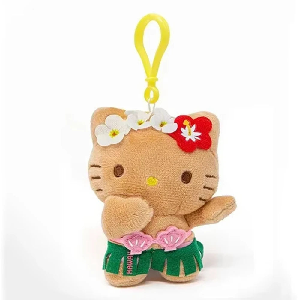 Hot Kawaii Plush Keychain Pendant — Mofusand Shark Cat & Cross-Dressing Hello Kitty/Kuromi Backpack Charm