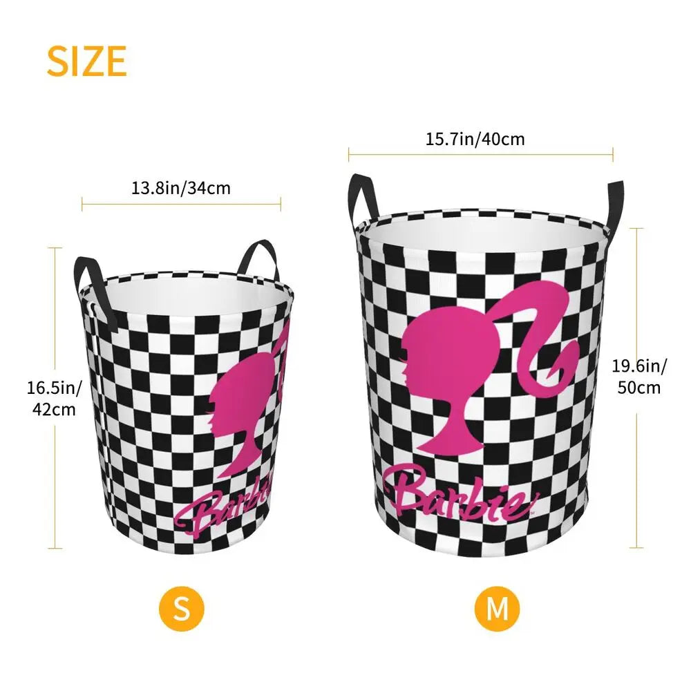 Custom Barbie Logo Laundry Basket – Collapsible Large Capacity Clothes Storage Bin, Disney Baby Hamper