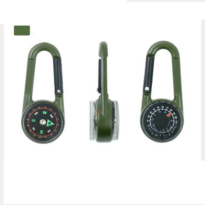 Zinc Alloy Compass & Thermometer Keychain - Portable Dual-Sided Outdoor Guide for Camping, Hiking & Beach Trips