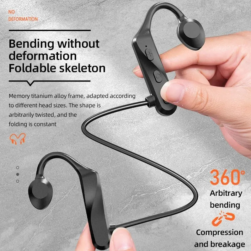 K69 Bone Conduction Earphones: Bluetooth Hifi Music Headphones, Sport Ear-hook Wireless Headsets with Mic, Waterproof Earbuds