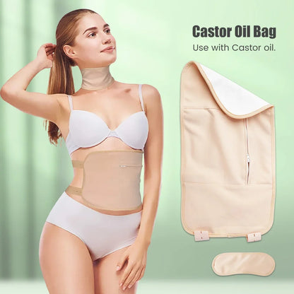 Reusable Castor Oil Pack Wrap – Organic Cotton Compress with Adjustable Elastic Strap for Body Therapy & Wellness Use