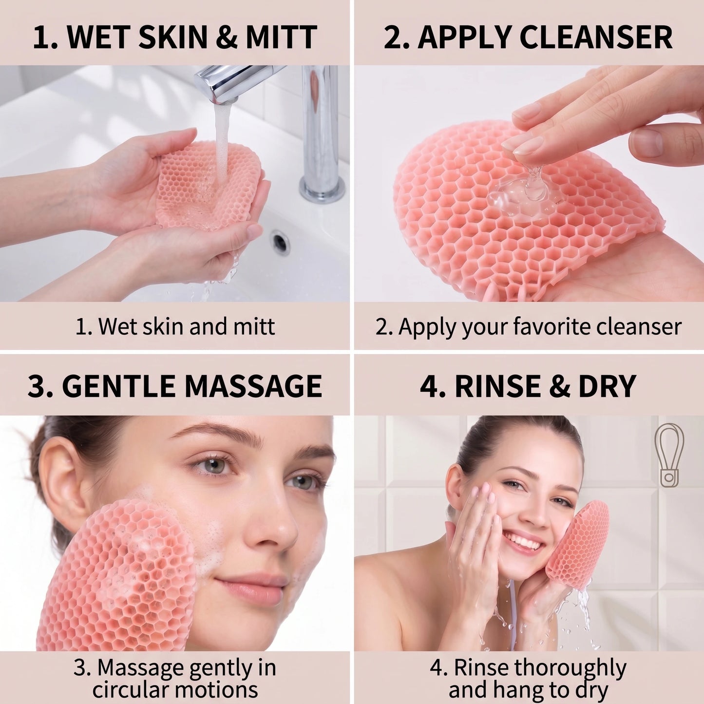 Honeycomb Exfoliating Shower Finger Caps - Breathable Skin Cleansing Scrubbers