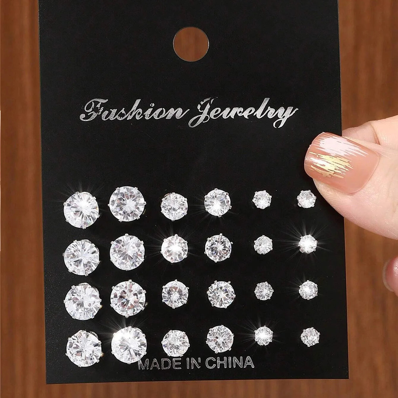12 Pairs Luxurious Zirconia Earrings Set – Shiny Elegant Simple Stud Jewelry Gift for Parties, Couples & Daily Wear