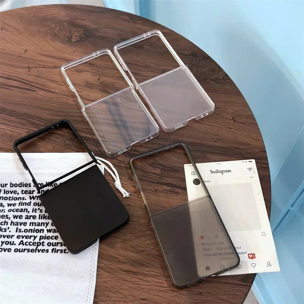 Transparent Sanding Phone Case – Shockproof Protective Shell for Samsung Galaxy Z Flip 3/4/5/6/7 5G