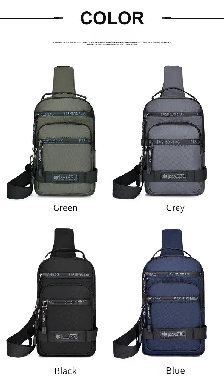 Men’s Chest Bag – Large Capacity Lightweight Nylon Crossbody Shoulder Backpack for Travel, Korean Style