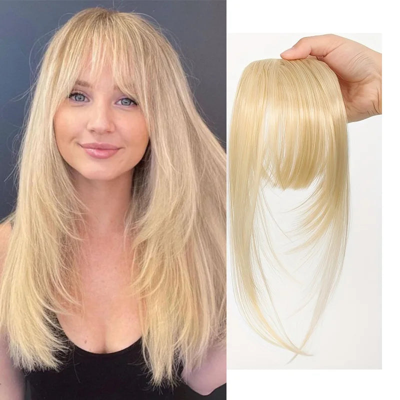 Synthetic Clip-In Bangs - Wispy Side Fringe Hairpiece in Dark Brown for Women
